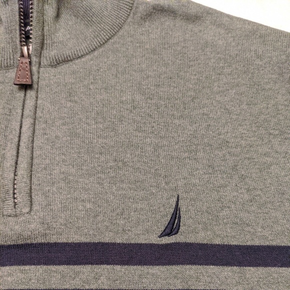 Nautica Men's Quarter Zip 1/4 Pullover Sweater Green Navy Size XL - Picture 2 of 10